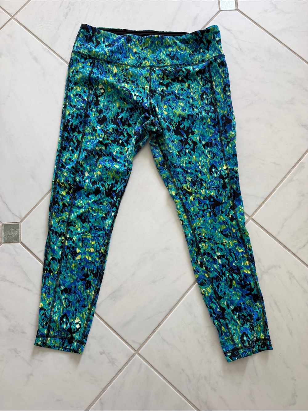 Soma Teal Blue Green Abstract Print Active Leggings